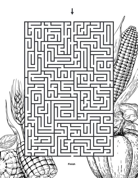 Fall Maze Printables Web Scarecrows Cornucopias Changing Leaves And