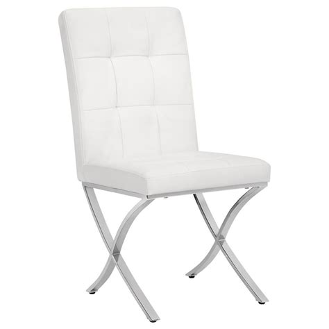 Leather dining room metal chairs. Faux Leather Quilted Dining Chair with X-Shaped Metal Legs ...