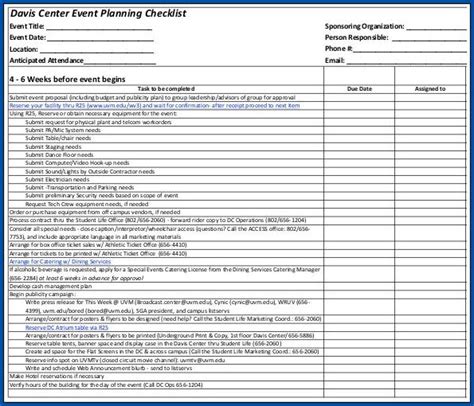 Conference Planning Checklist Excel