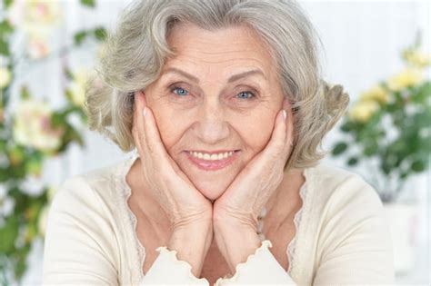 Premium Photo Portrait Of A Beautiful Happy Elderly Woman Closeup