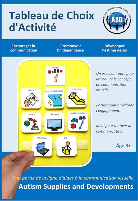 Tableau de Choix dActivités Non Verbal 16 Pictogrammes Autisme