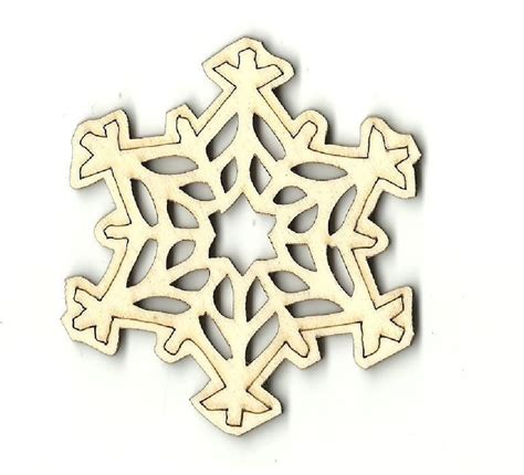 Snowflake Laser Cut Out Unfinished Wood Shape Craft Supply Etsy