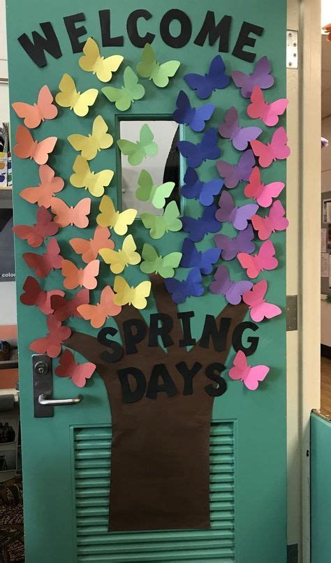 Christmas door decoration | perhaps create ball ornaments with books on the inside to hang from antlers. Love this colorful rainbow spring days classroom door decor! Perfect for any preschool… | School ...