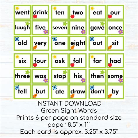 Printable Sight Word Flashcards Kindergarten 1st Grade Etsy