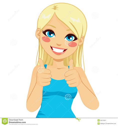 Positive Thumbs Up Blonde Woman Stock Vector
