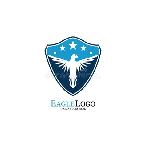 Eagle Logo Template Design With A Shield And Stars Vector Illustration