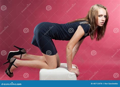 Attractive Slender Graceful Girl On Her Knees Stock Photo Image Of Body Lady