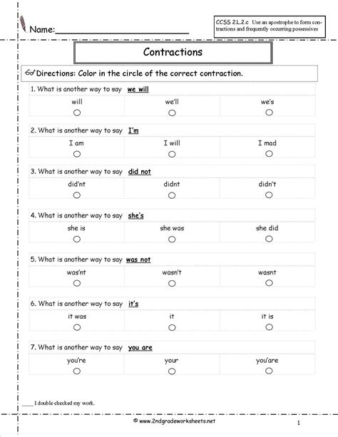 Printable Contraction Worksheets 2nd Grade Lexias Blog