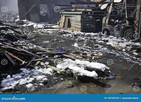 Burnt Rubble From A Fire Stock Photo Image Of Aftereffect 159705104