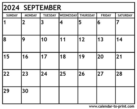 September 2024 Free Online Calendar Gambaran