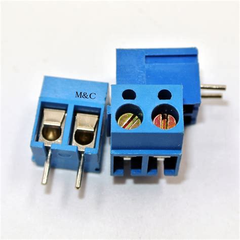 500 Pcs 2 Pin Screw Blue Pcb Terminal Block Connector 5mm Pitch Kf300 In Terminals From Home