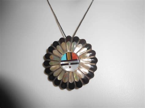 Vintage Native American Sunface Sungod Pendant For Necklace Pin Brooch