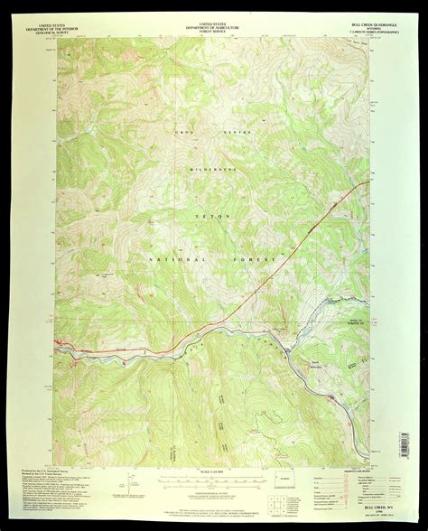 Teton National Forest Map Of Gros Venture Wilderness Art Wall Large