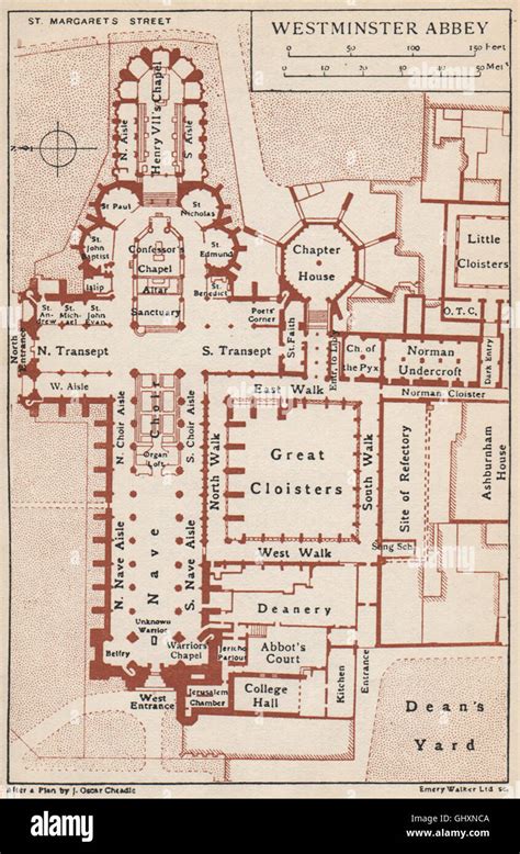 Westminster Abbey Vintage Map Plan London 1935 Stock Photo Alamy