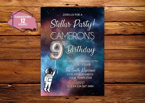 Galaxy Birthday Invitationstellar Party Invitationgalaxy Etsy