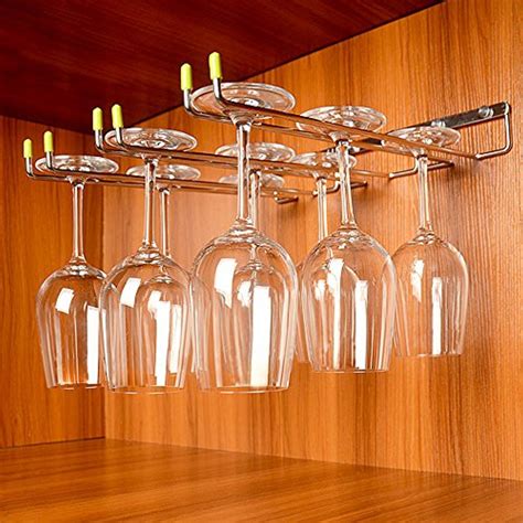 Gelive Wine Glass Rack Stemware Holder Wall Mounted Wine Glass Hanger Stainless Steel Kitchen
