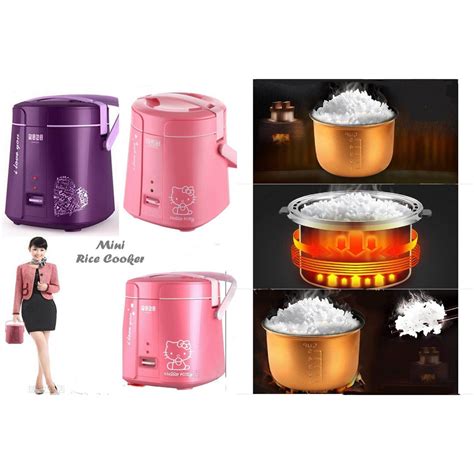 Portable 12l Mini Rice Cooker Stainless Steel Container Pink