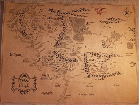 Handdrawn Jrr Tolkien Map Of Middle Earth In The Third 3rd Age Etsy