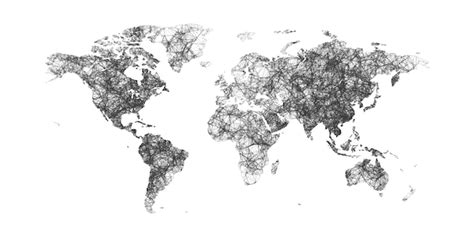 Mapa Mundial Con Fronteras De Países Con Puntos Y Líneas Mapa Mundial