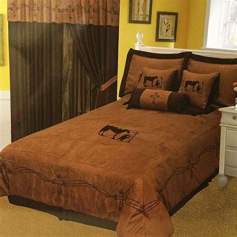 The perfect comforter set is soft, warm, and durable. Western Embroidery Praying Cowboy Cross Comforter 7 Pc ...