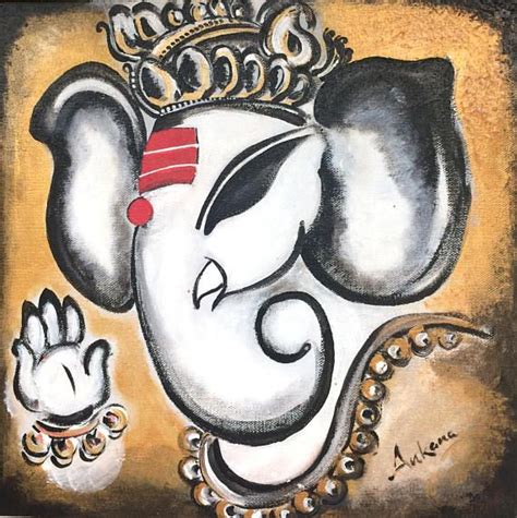 Ganesh Painting Indian Contemporary Art Traditional Etsy Indian