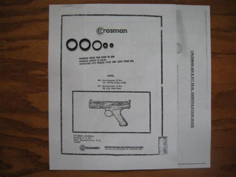 Crosman 600 677 Co2 Pistol Seal O Ring Kit Exploded View Parts List