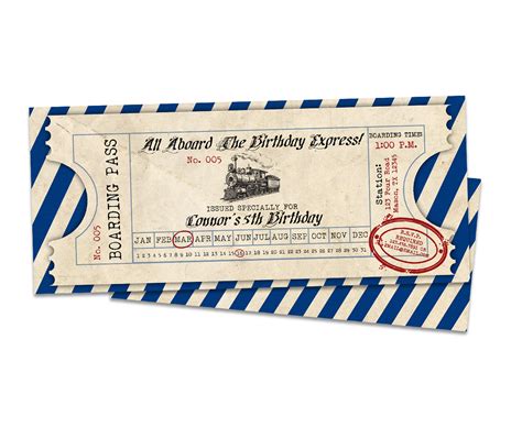 Vintage Train Boarding Pass Invitations Train Ticket Etsy