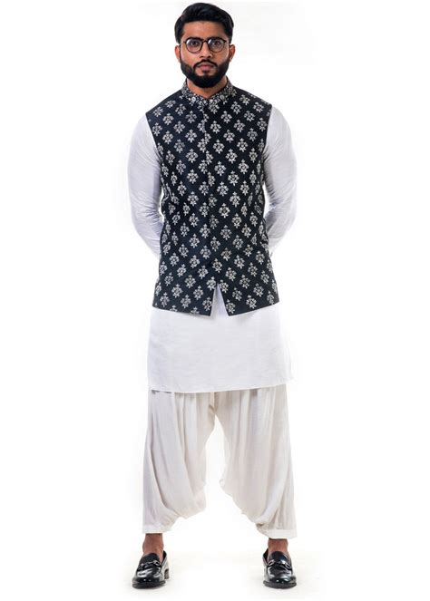 White Linen Pathani Suit Set With Nehru Jacket Lupon Gov Ph