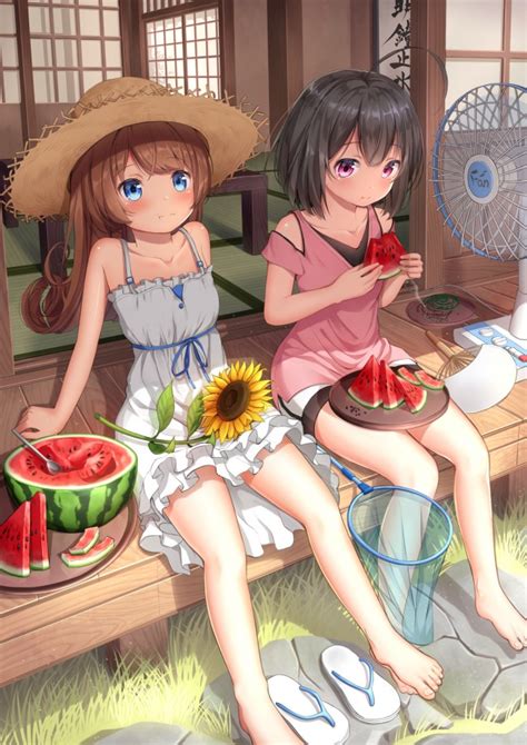Wallpaper Anime Girls Summer Dress Watermelon