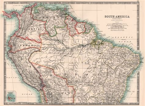 South America Britannica 9th Edition 1898 Old Antique Vintage Map Plan