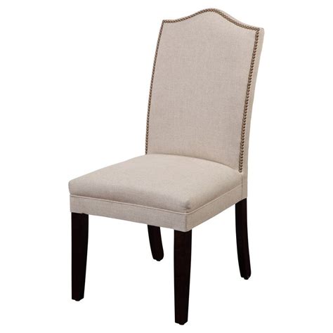 The dining chairs are also harbor grey with cobalt leather seats. Bassett Mirror Nailhead Dining Parson Chair - Set of 2 ...