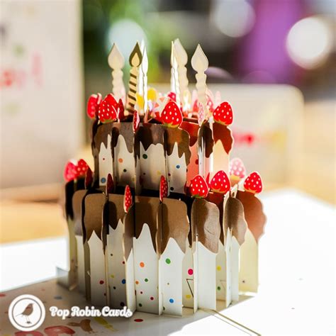 Work one tier at a time, starting at either the top or bottom. Chocolate Gateau Cake With Foil Candles Handmade 3D Pop-Up B