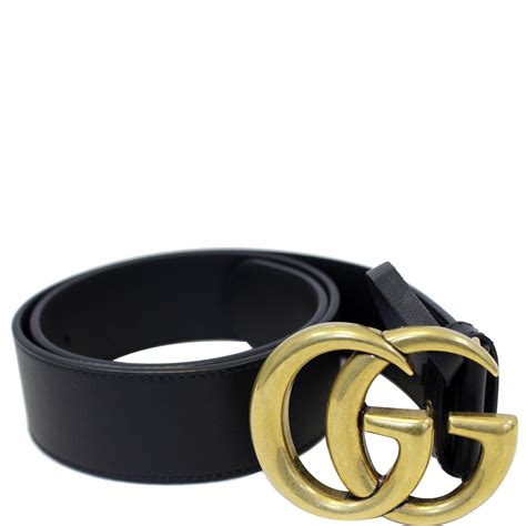 Gucci Double G Buckle Black Leather Belt 400593 Us