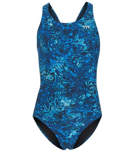 Tyr Girls Nebulous Maxfit One Piece Swimsuit Blue At