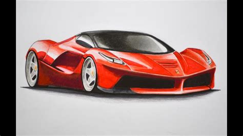 How To Draw A Ferrari With Colors How To Draw A Car Youtube