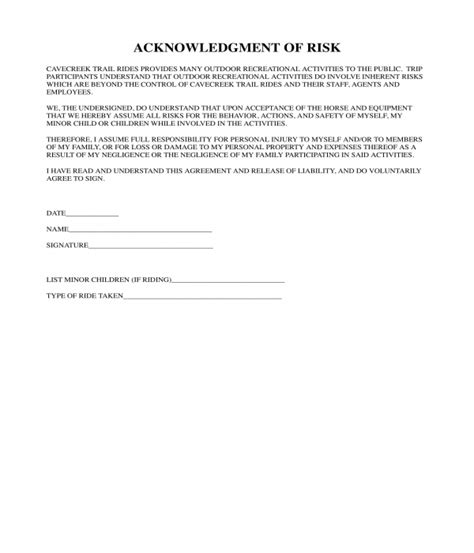 Recommendation letters can point to a candidate's future performance by talking about her past achievements. FREE 10+ Acknowledgment of Risks Forms in PDF | MS Word