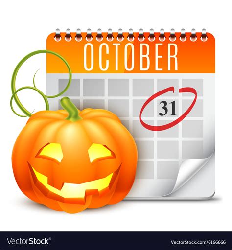 Halloween Calendar Royalty Free Vector Image Vectorstock