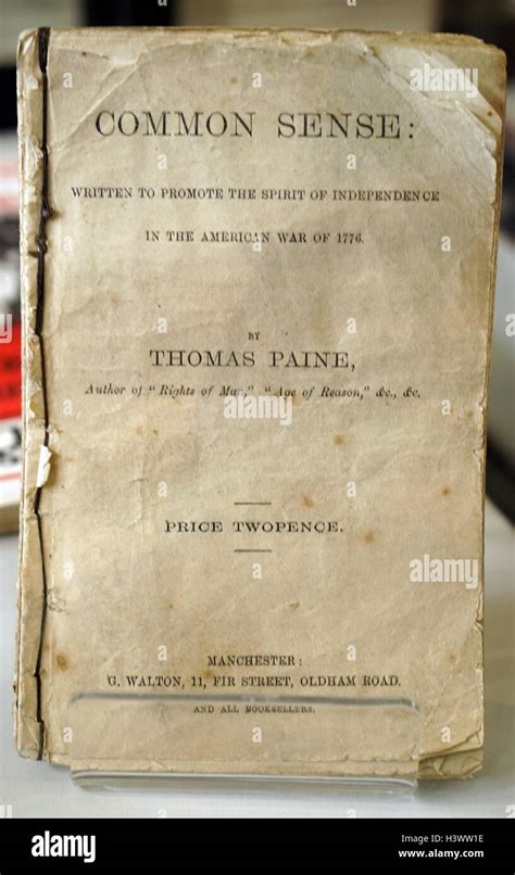 Cover Page Of Common Sense By Thomas Paine 1737 1809 An English