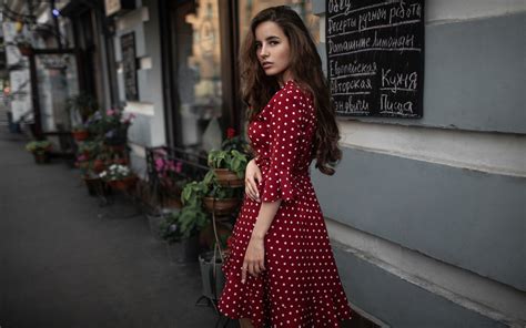 3840x2400 Cute Girl Outdoors In Red Dotted Skirt Dress 4k Hd 4k