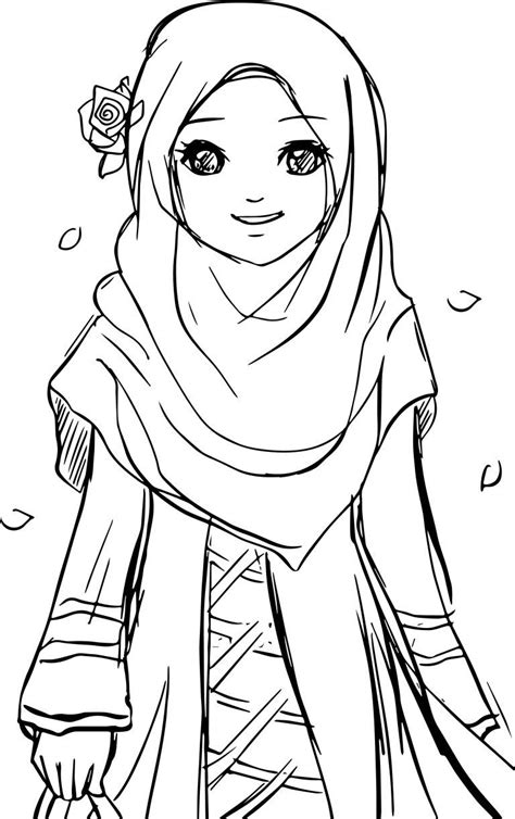 Islamic Muslim Wears Hijab Girl Coloring Pages Coloring Pages For