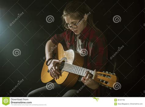 Teenager With Guitar Stock Image Image Of Teenager Musician 90187793
