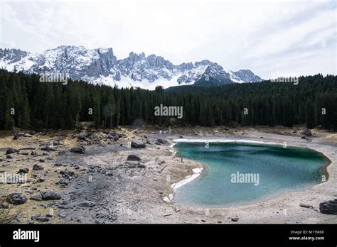 The Karersee Italian Lago Di Carezza Is A Lake In The Dolomites In