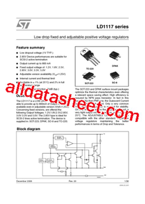 LD1117 Datasheet PDF STMicroelectronics