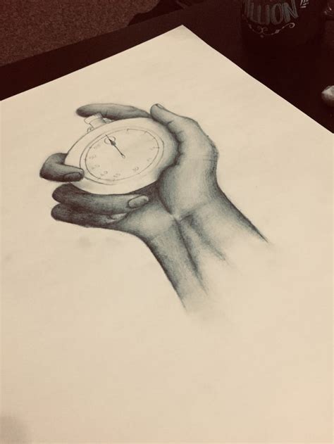 Hand Holding Clock Detailed Drawings Gcse Art Art