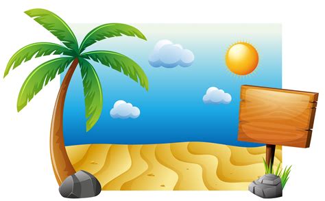 Summer Scene With Beach And Tree 413430 Vector Art At Vecteezy