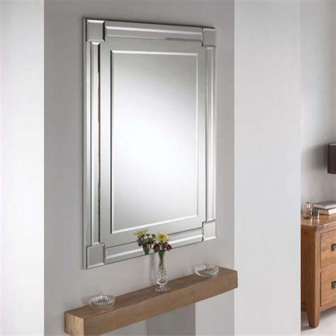 bevelled contemporary rectangular silver wall mirror homesdirect365