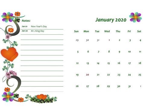 Online January 2020 Calendar Floral Calendar Wallpaper Calendar