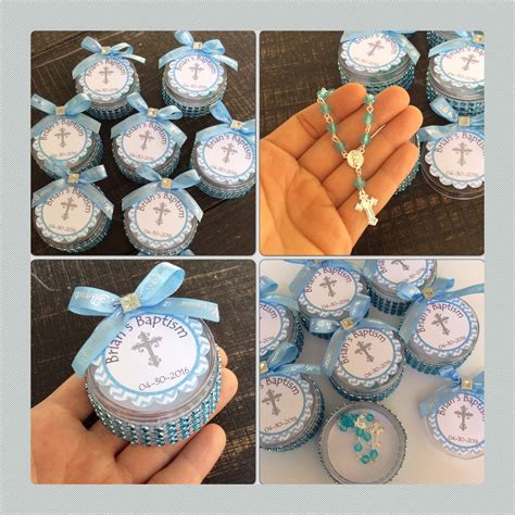 12 Baptism Favors Boxes With Mini Rosaries Boy Baptism Etsy