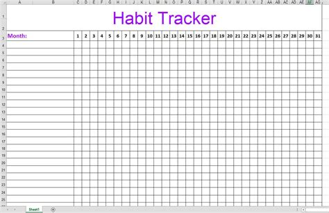 Habit Tracker Template Excel