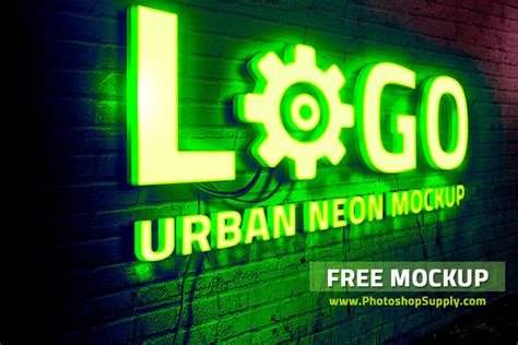 Free Neon Sign Mockup Photoshop Supply